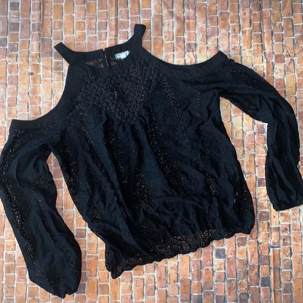 *5 for $20* Black Sheer Sleeve Cut Out Top